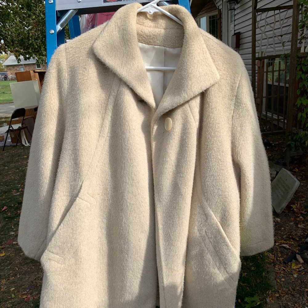 Cream Fuzzy Fleurette Pea Coat - OBO